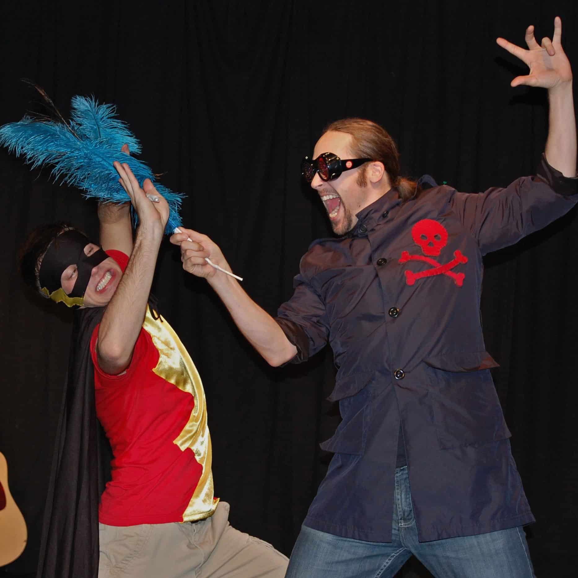 Blackjack the Bold vs Sorcerer Slurm in Super Sidekick: The Musical at the 2012 FringeNYC Encore Series Blackjack the Bold vs Sorcerer Slurm in Super Sidekick: The Musical at the 2012 FringeNYC Encore Series - musicals for kids, children's theatre, TYA, shows for kids, kids shows