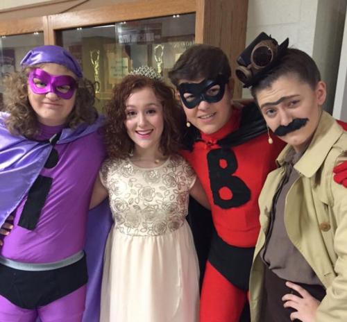 Behind the scenes at Super Sidekick: The Musical, presented by  Neosho Drama at Neosho High School in Neosho, MO.